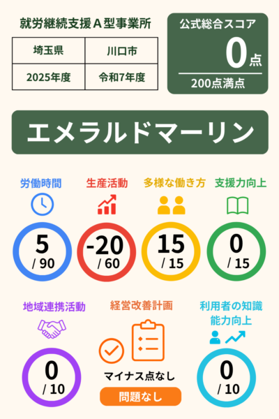エメラルドマーリン｜就労継続支援A型事業所｜スコア表｜2025年度(令和7年度)